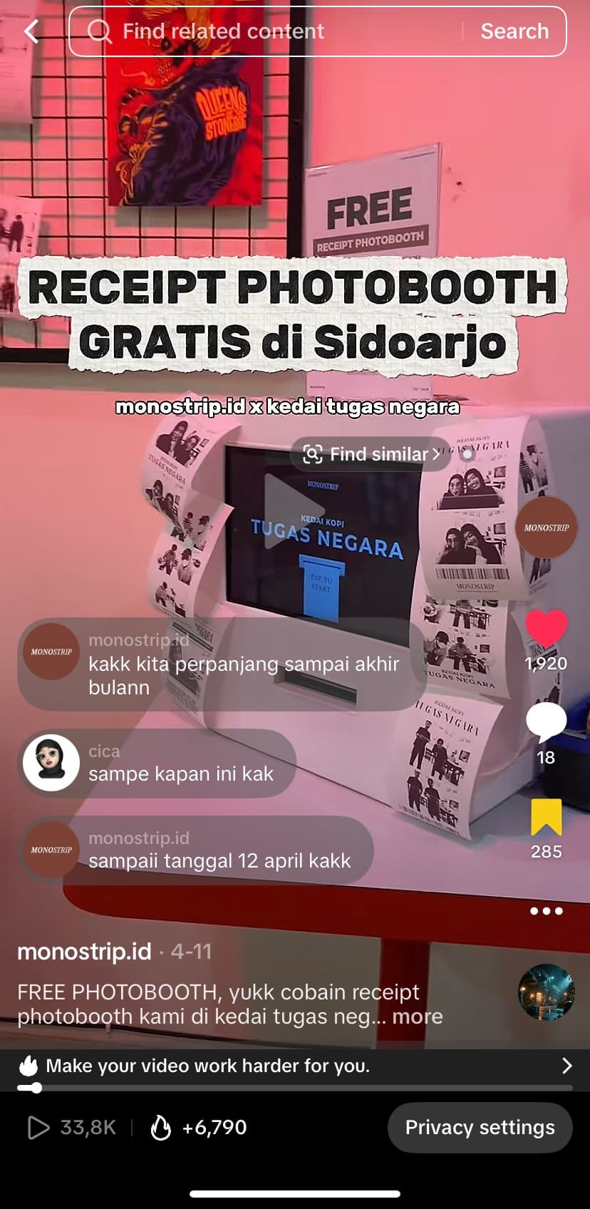 Konten Monostrip di media sosial